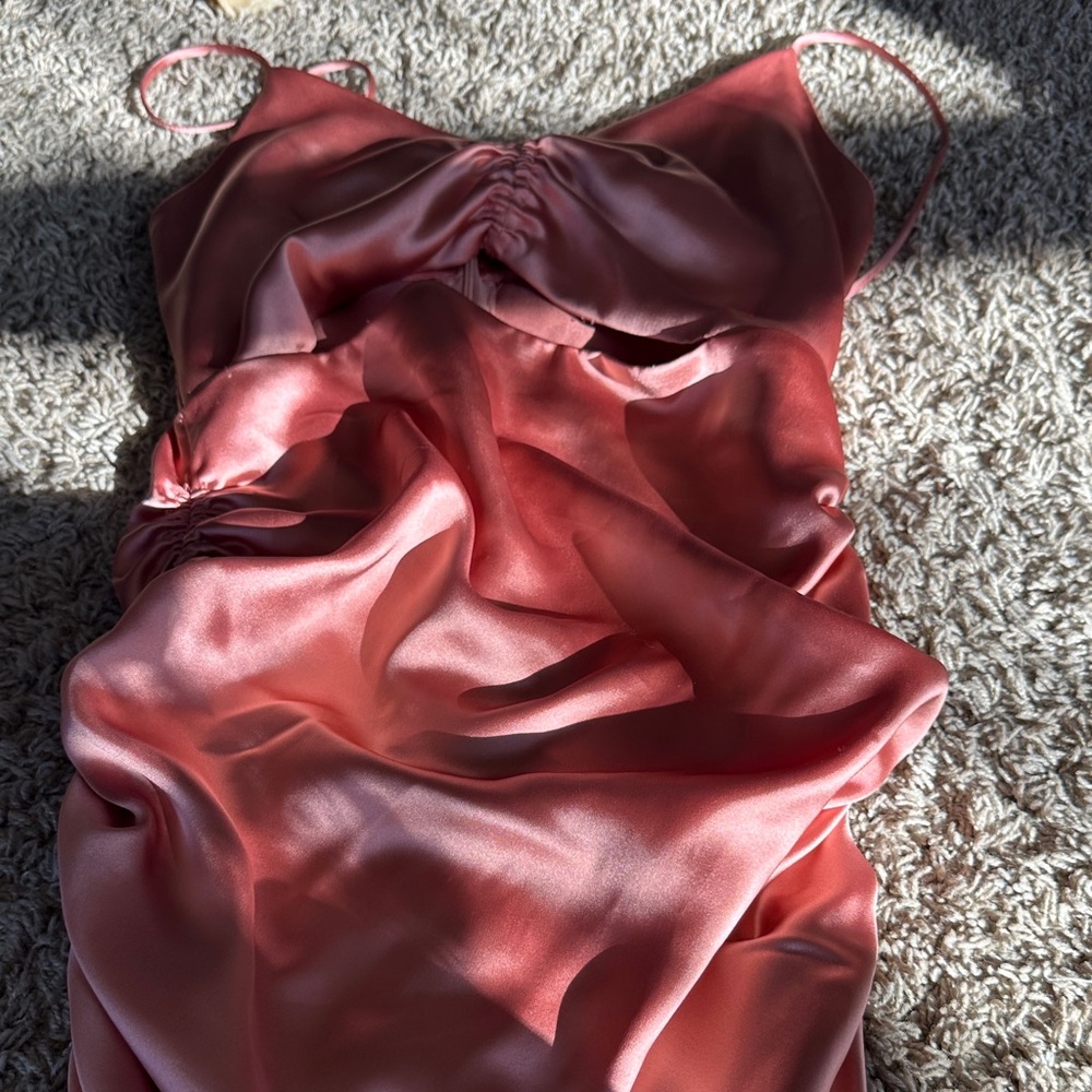 Elegant Pink Satin Dress Zara size small asymmetrical - Picture 1 of 2